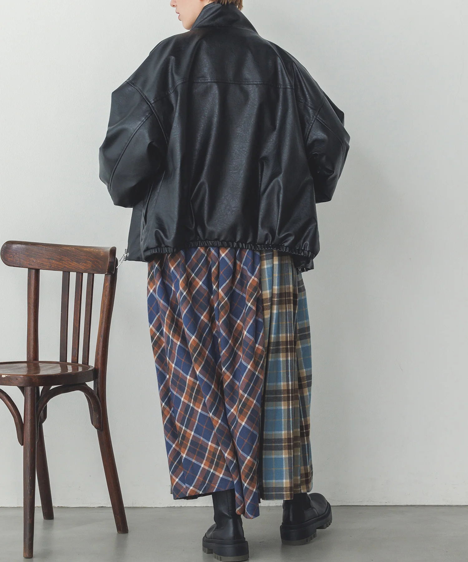 ネルチェックギャザースカート