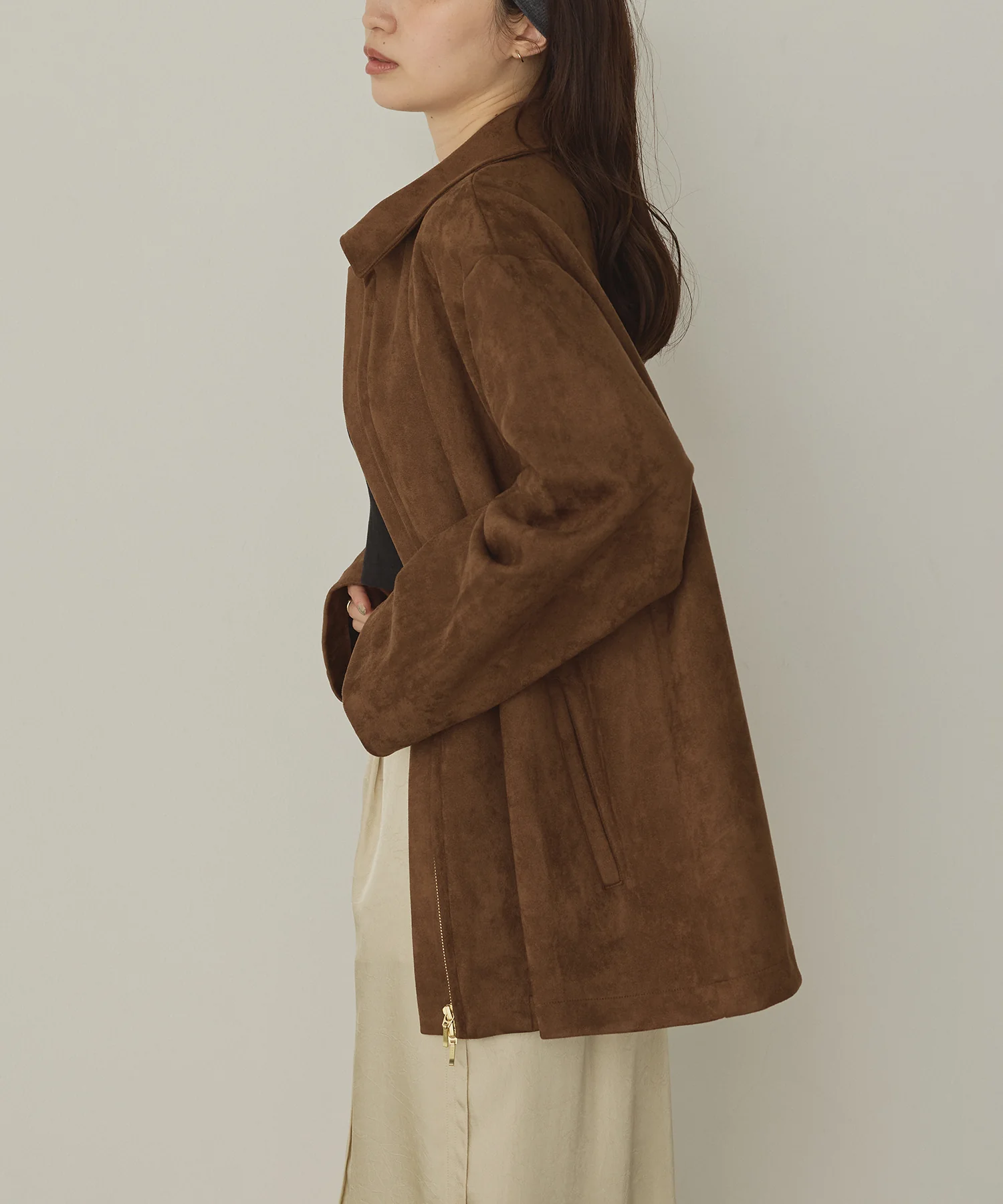 フェイクスウェード Wジップオーバーブルゾン