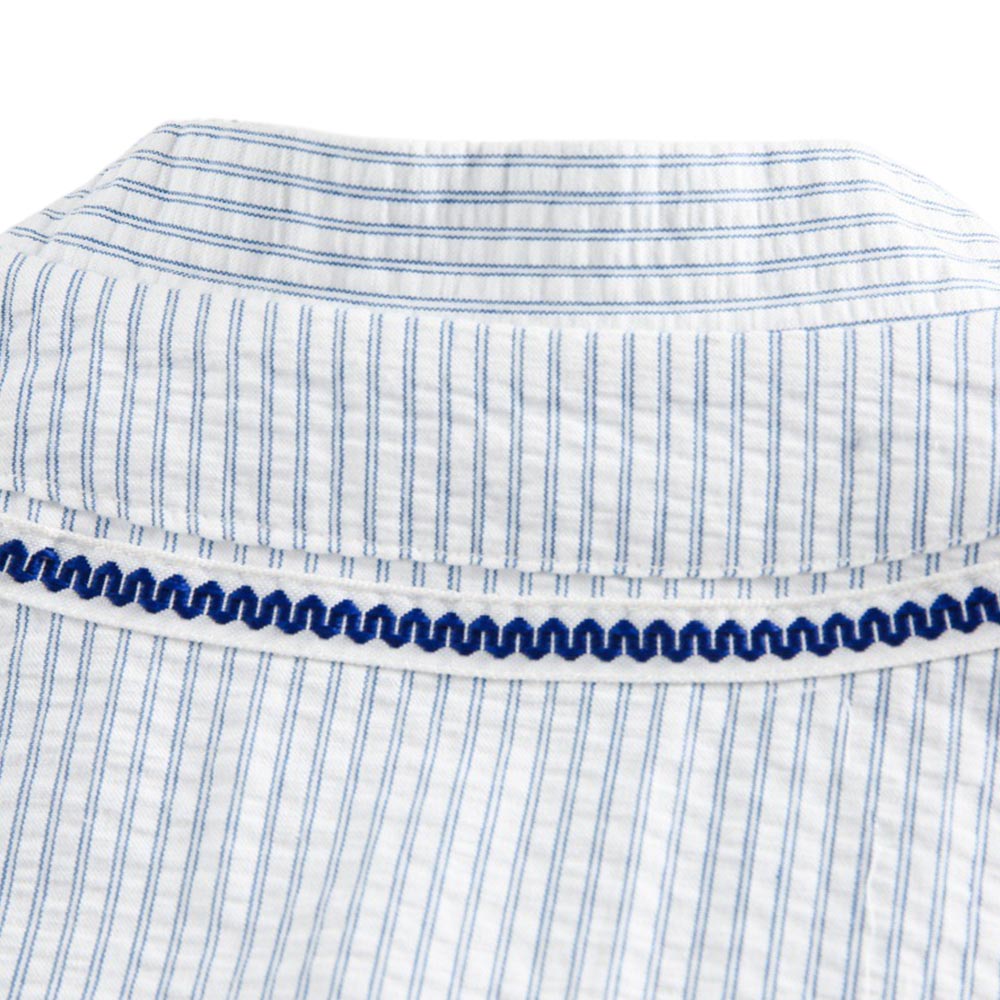 アメカジ　ストライプベースボールシャツ半袖