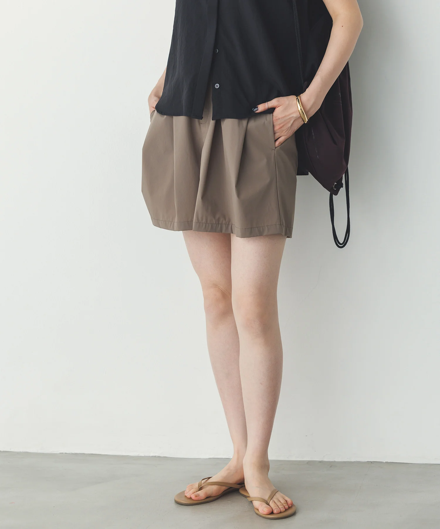 【接触冷感】フリルギャザー ショートパンツ