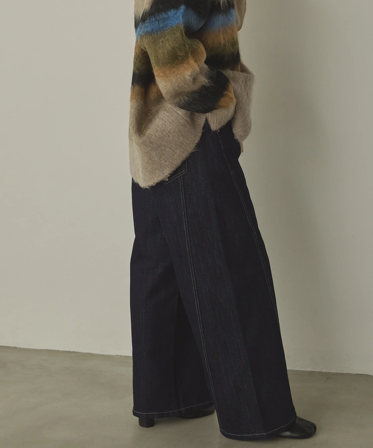 スラブデニム/ラメ ワイドパンツ　