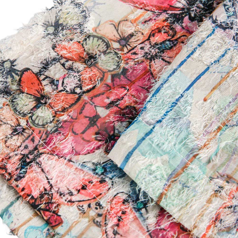 アメカジ蝶柄フリンジジャカードシャツ 半袖 