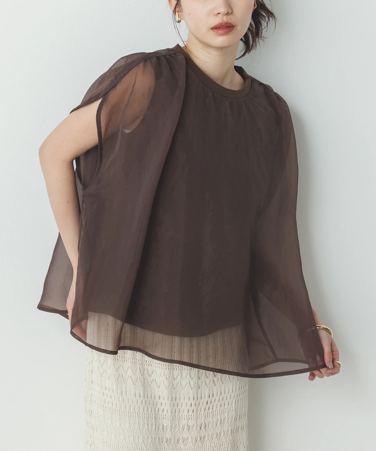 ニュアンス シアーレイヤードトップス