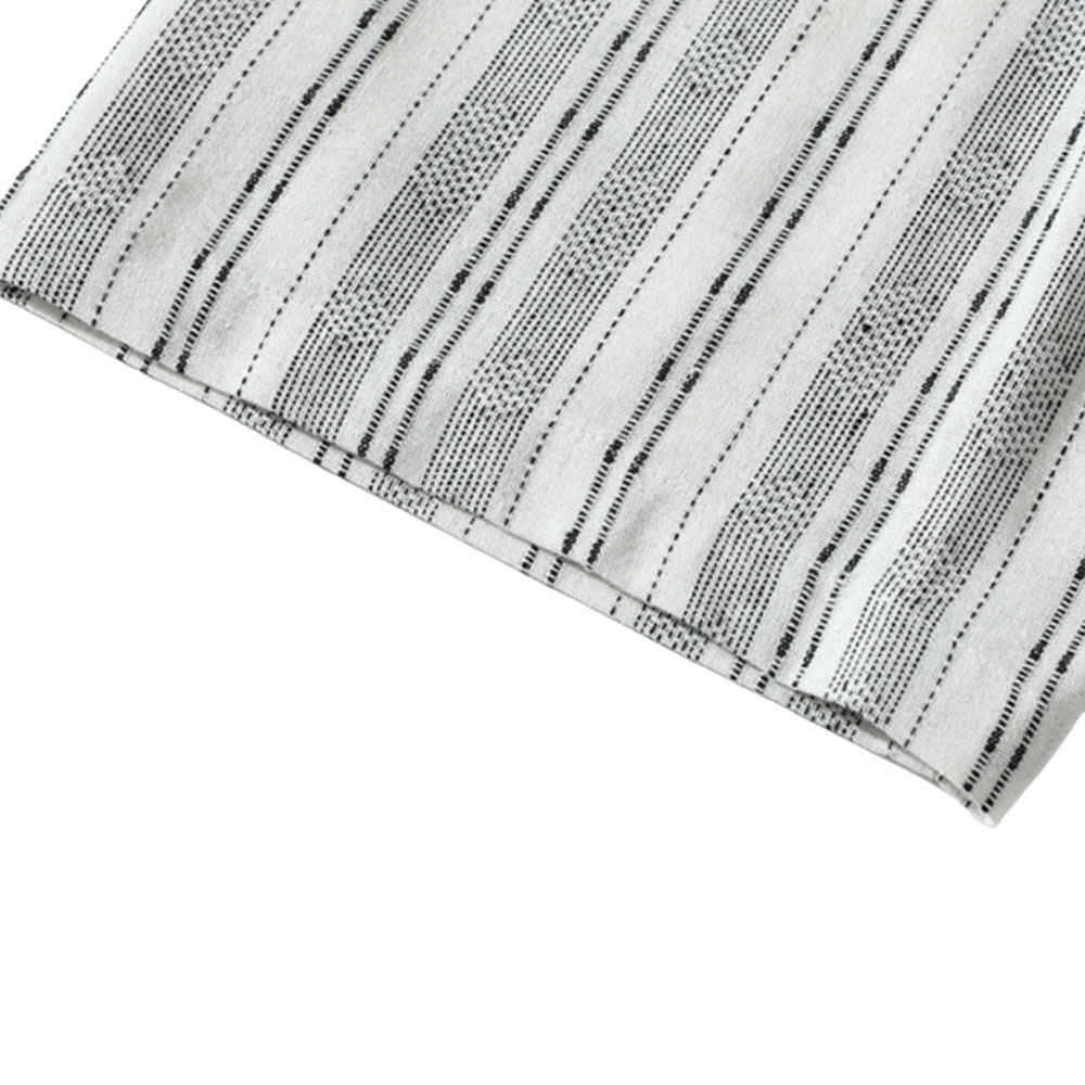 リネンストライプ開襟シャツ 半袖