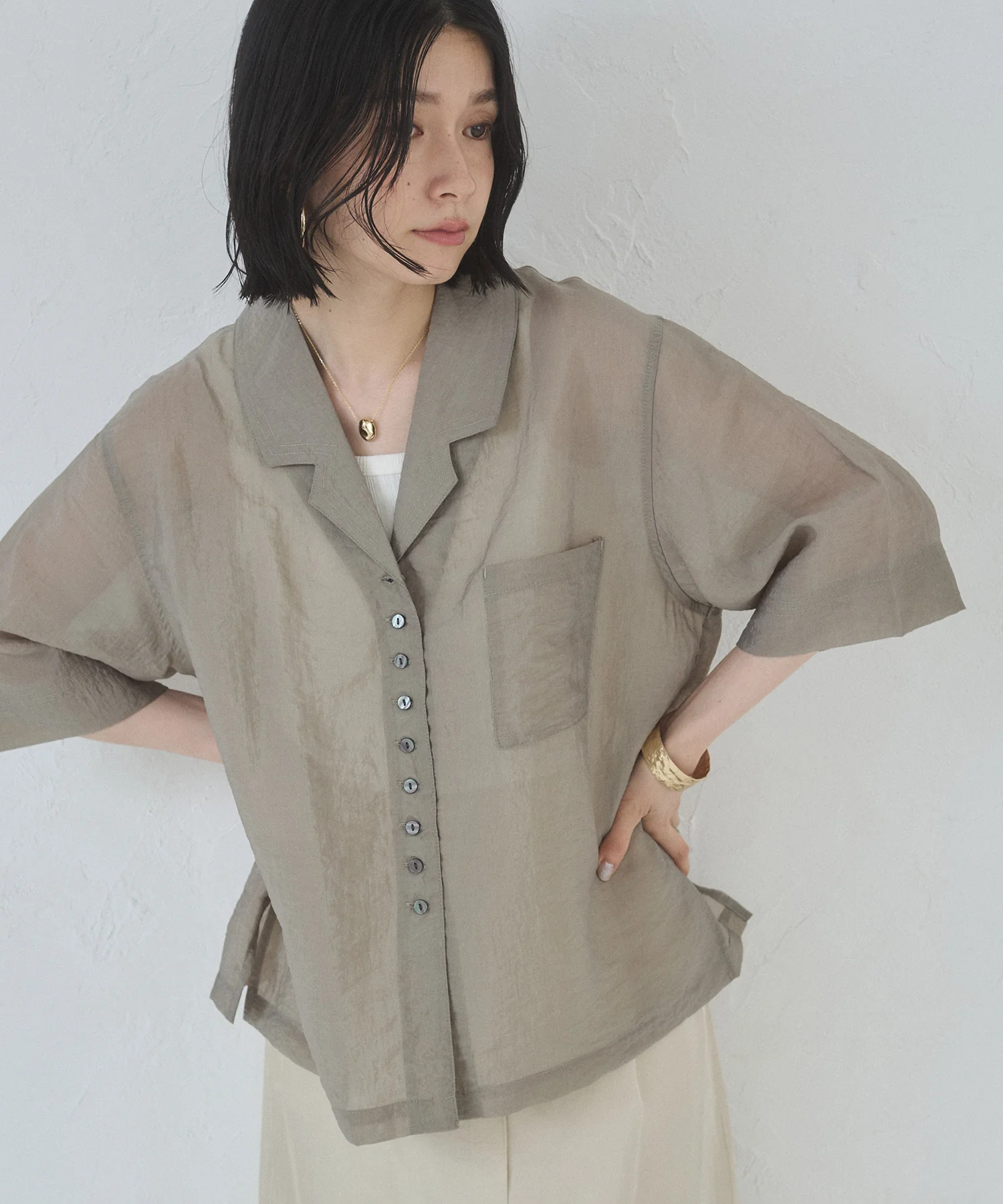 半袖 ツヤシアーシャツ