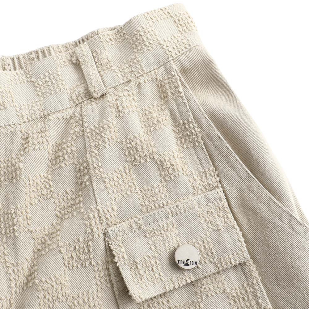 アメカジウォッシュドチェックジャカードワークパンツ 