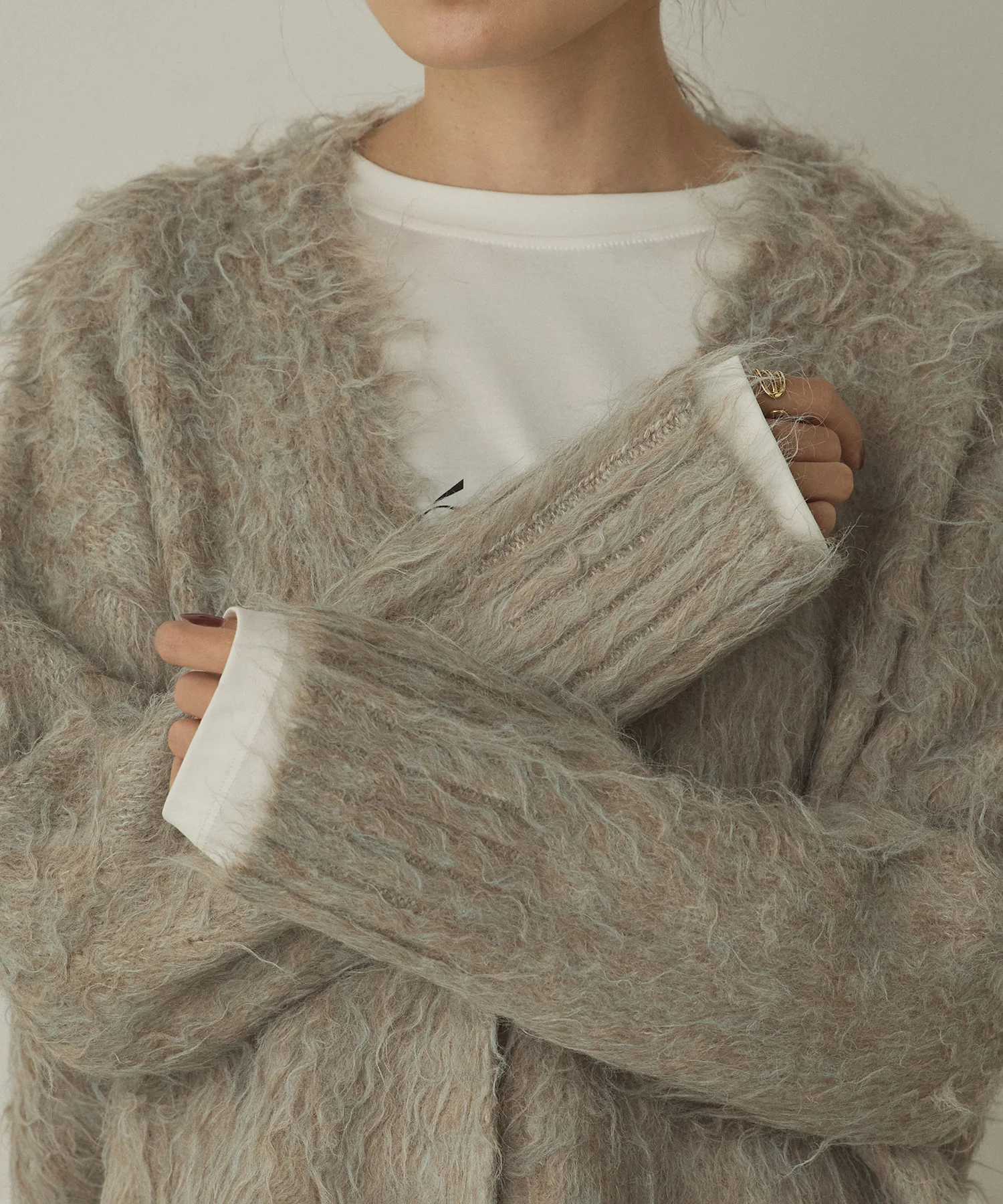 起毛シャギー ニットカーディガン