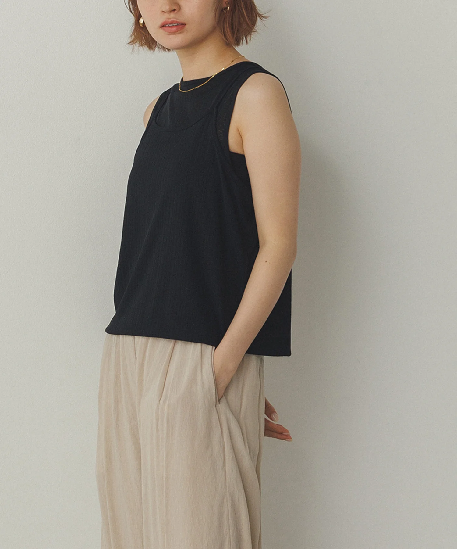 ランダムリブ シアータンクトップ