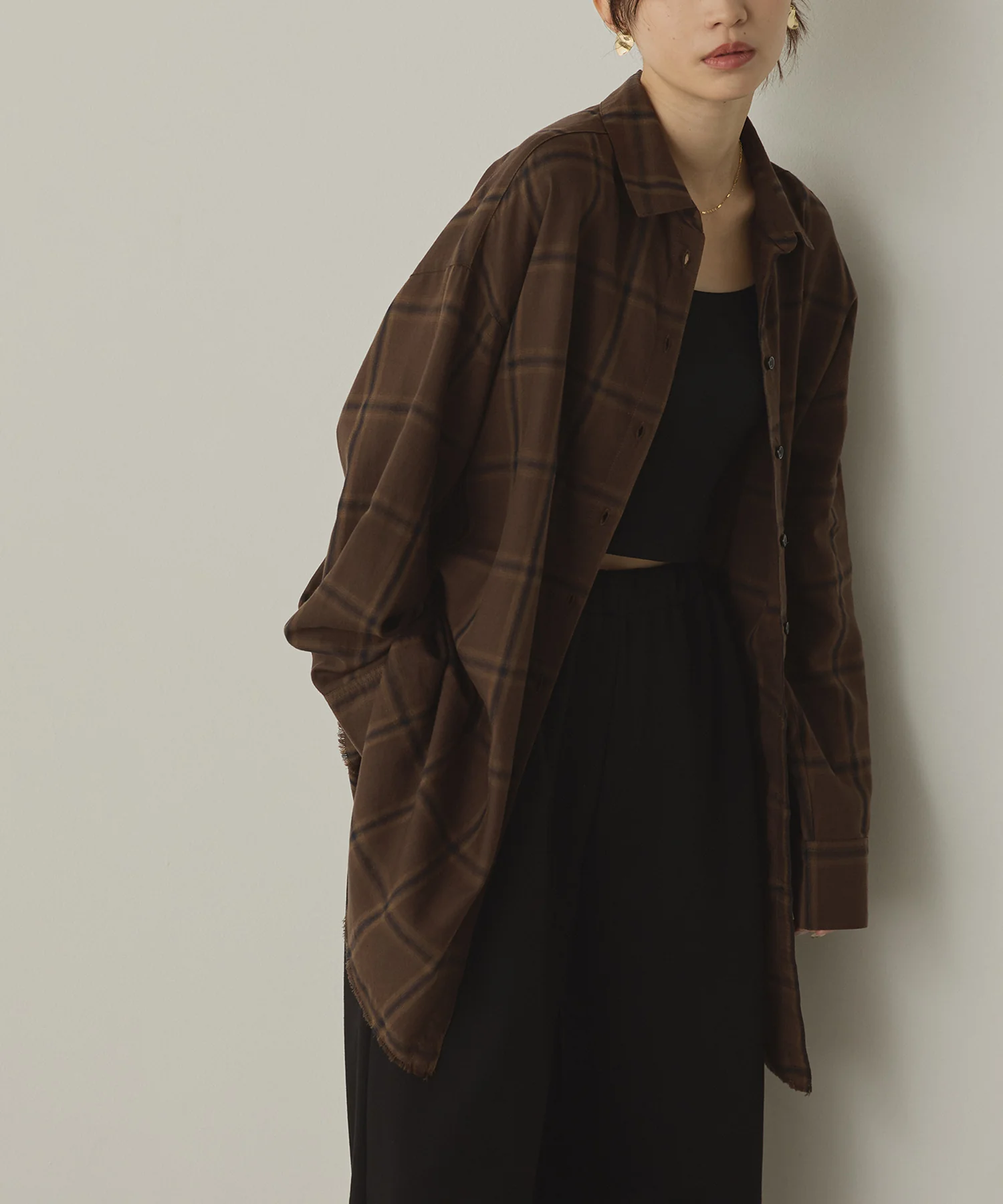 オンブレチェック オーバーシャツ