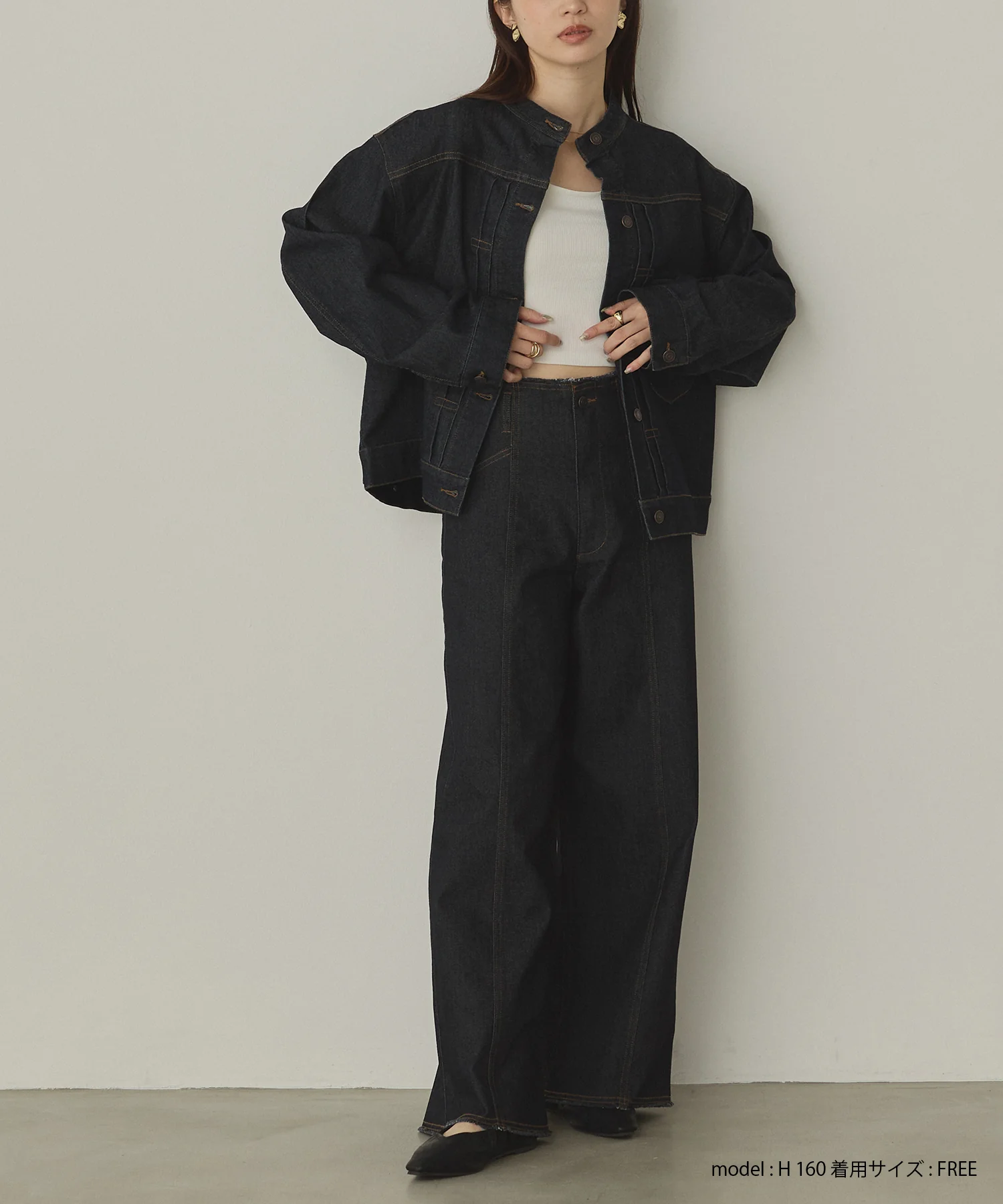 ツイル/デニム ワイドパンツ