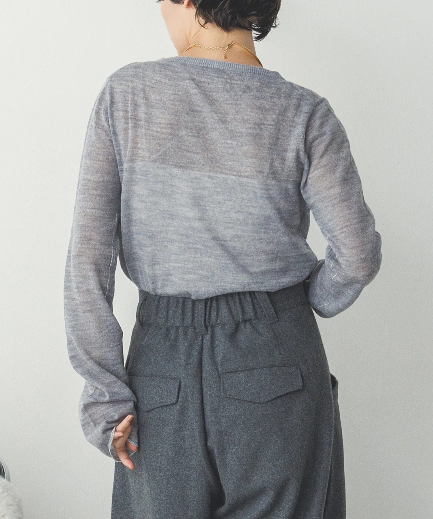 【WEB限定/別注】ラメライン入り ウールミックスシアーニット