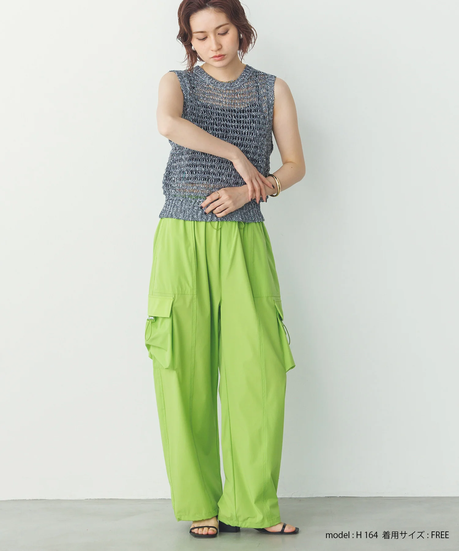 透かし編み ゆるニットタンクトップ