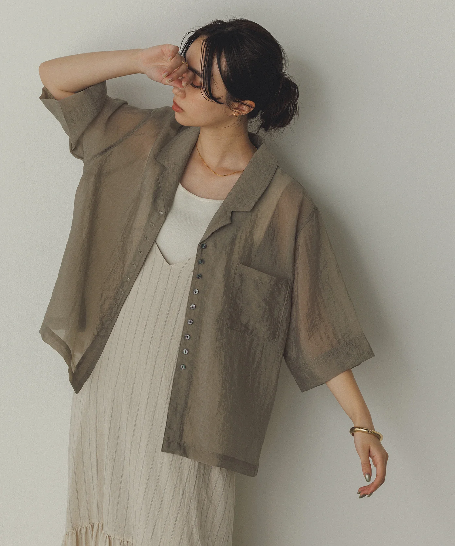 半袖 ツヤシアーシャツ