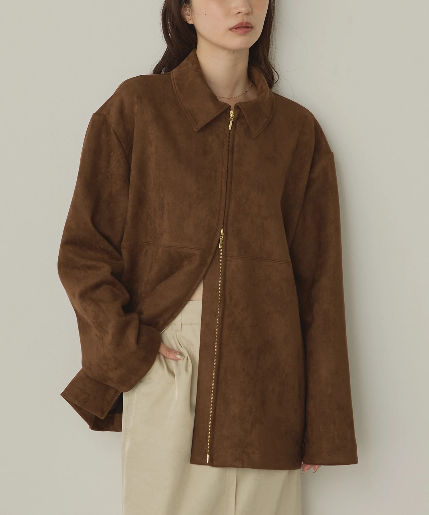 フェイクスウェード Wジップオーバーブルゾン