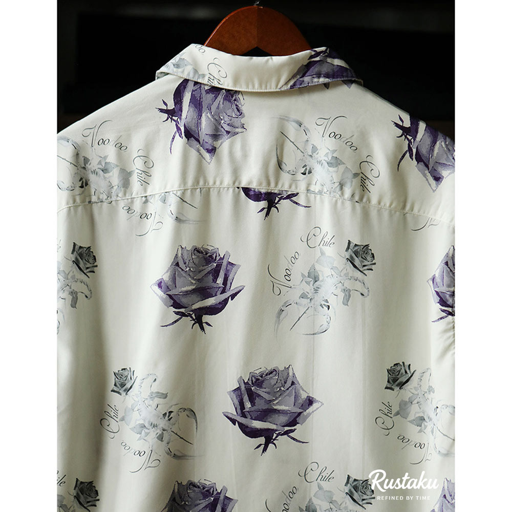 冷感リヨセル　サソリとバラの総柄アロハシャツ