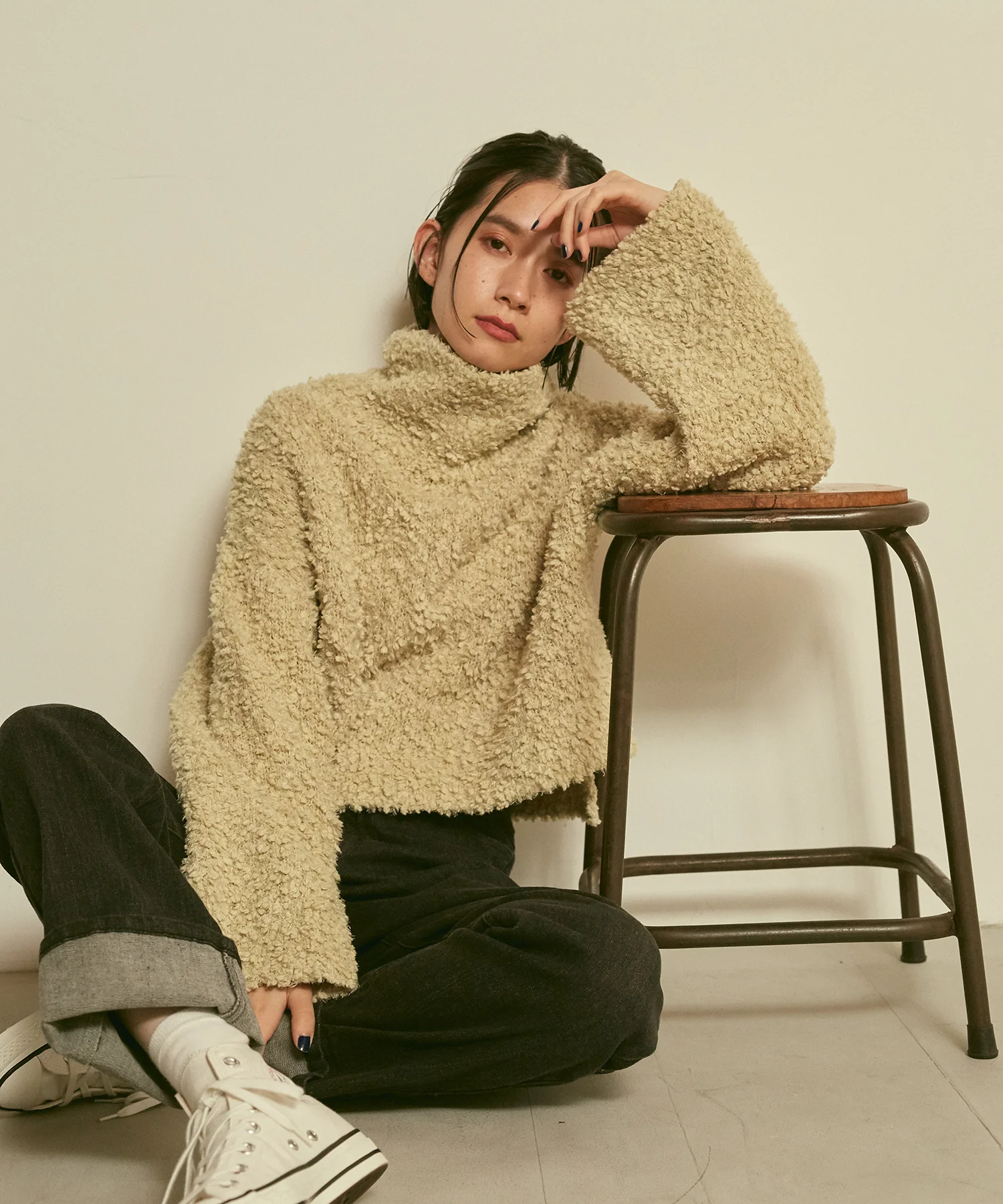 ブークレハイネックショートニット