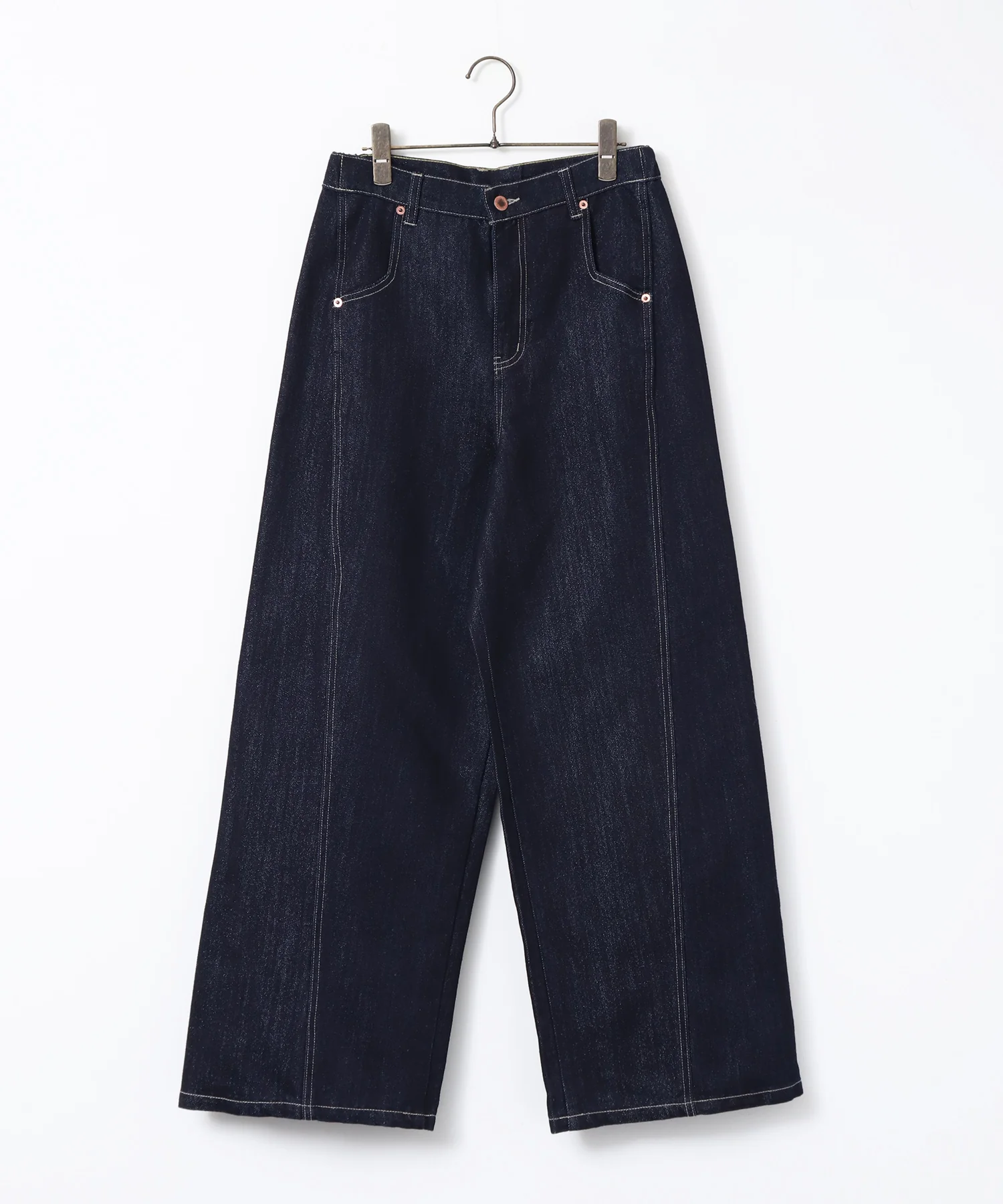 スラブデニム/ラメ ワイドパンツ　