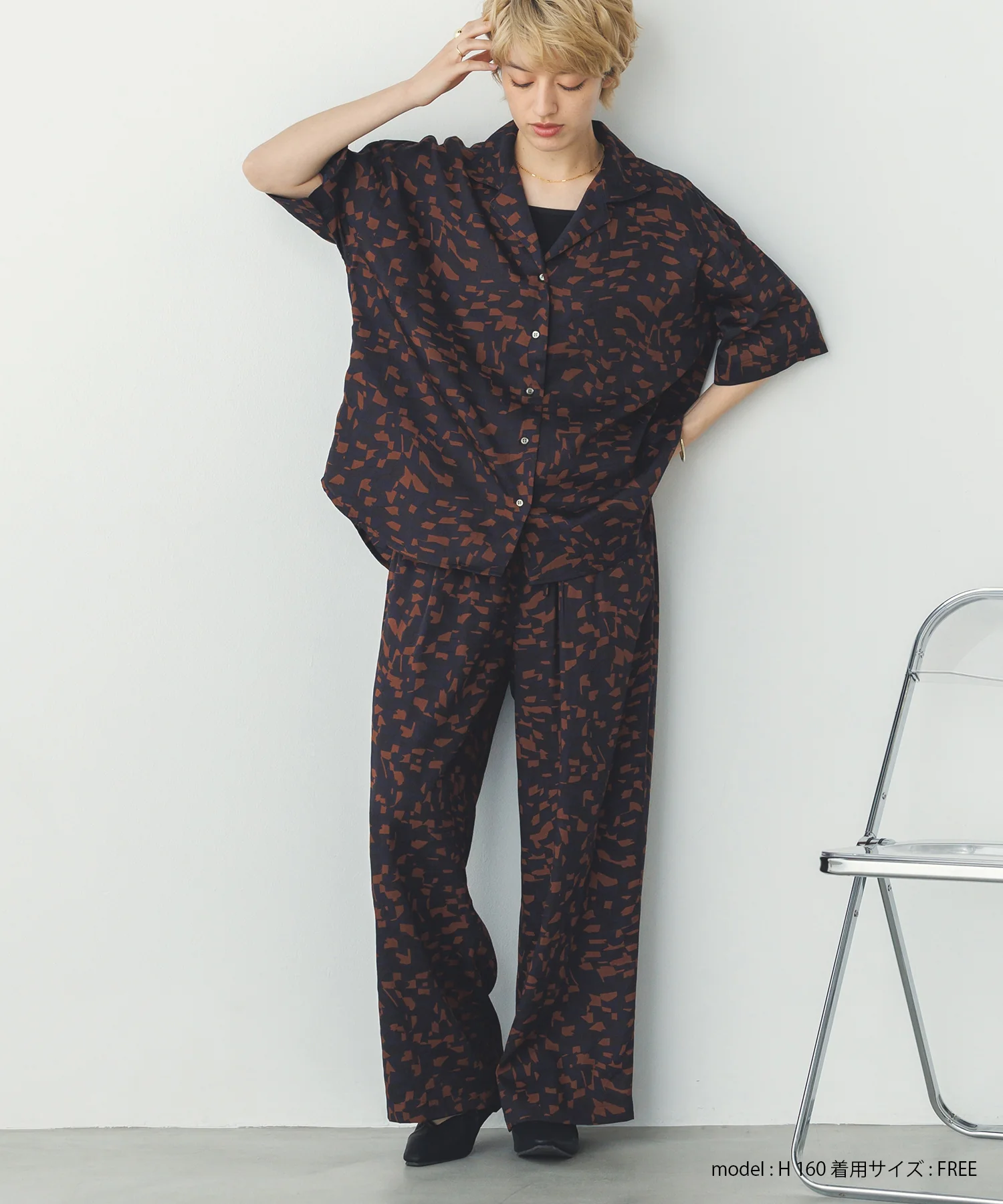 ジオメトリックプリント 半袖シャツ