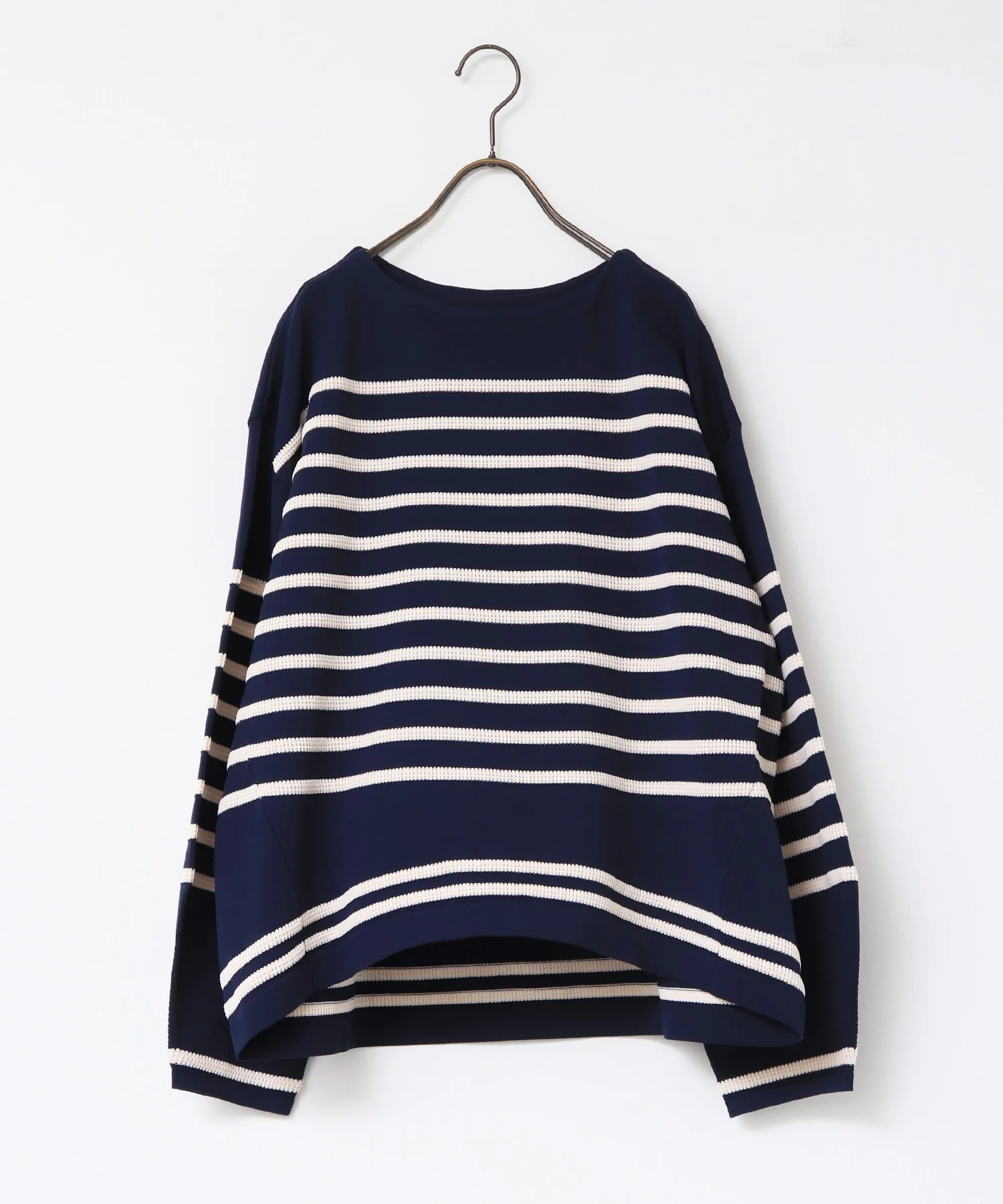 スポンディッシュ 柄編みボーダーニット