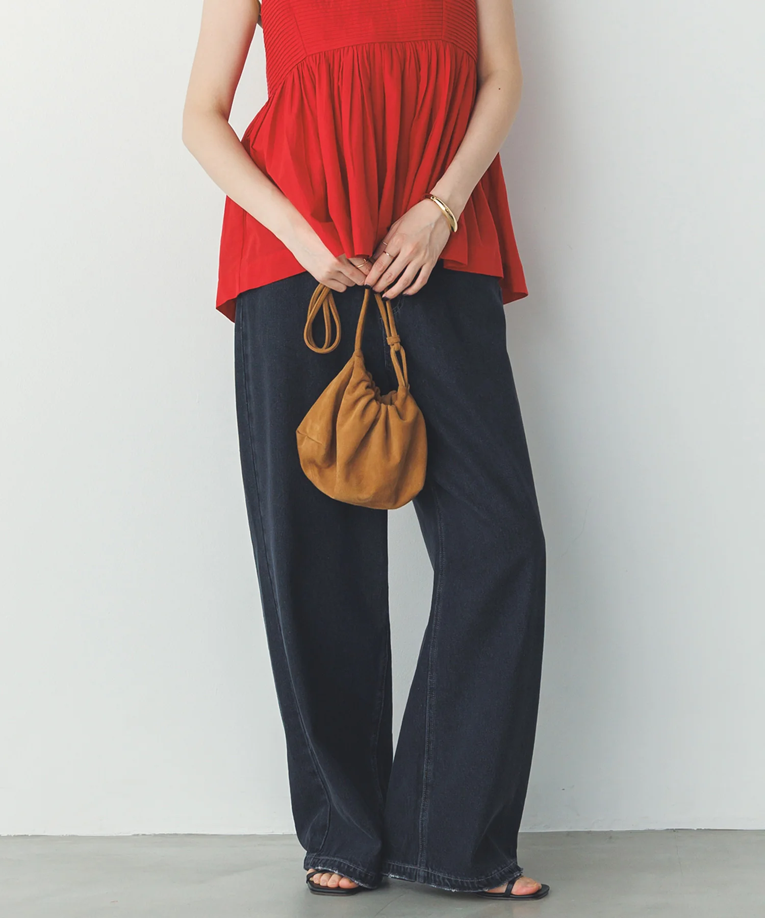 ダメージデニム ゆるストレートパンツ