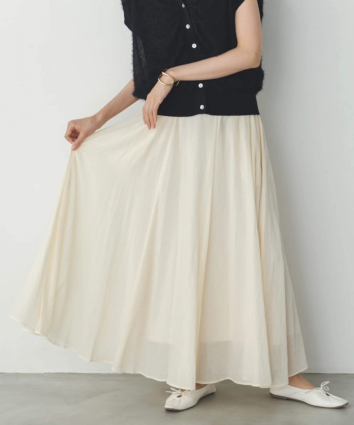 【新色追加】ハイツイストシアー マキシフレアスカート