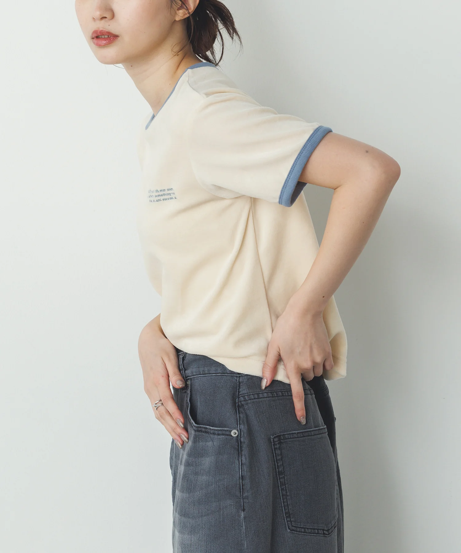 ベロア リンガーTシャツ