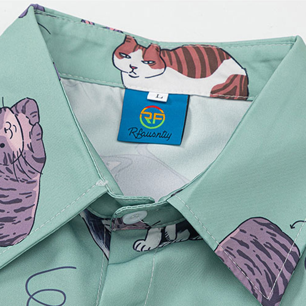 「猫図鑑」 総柄半袖シャツ