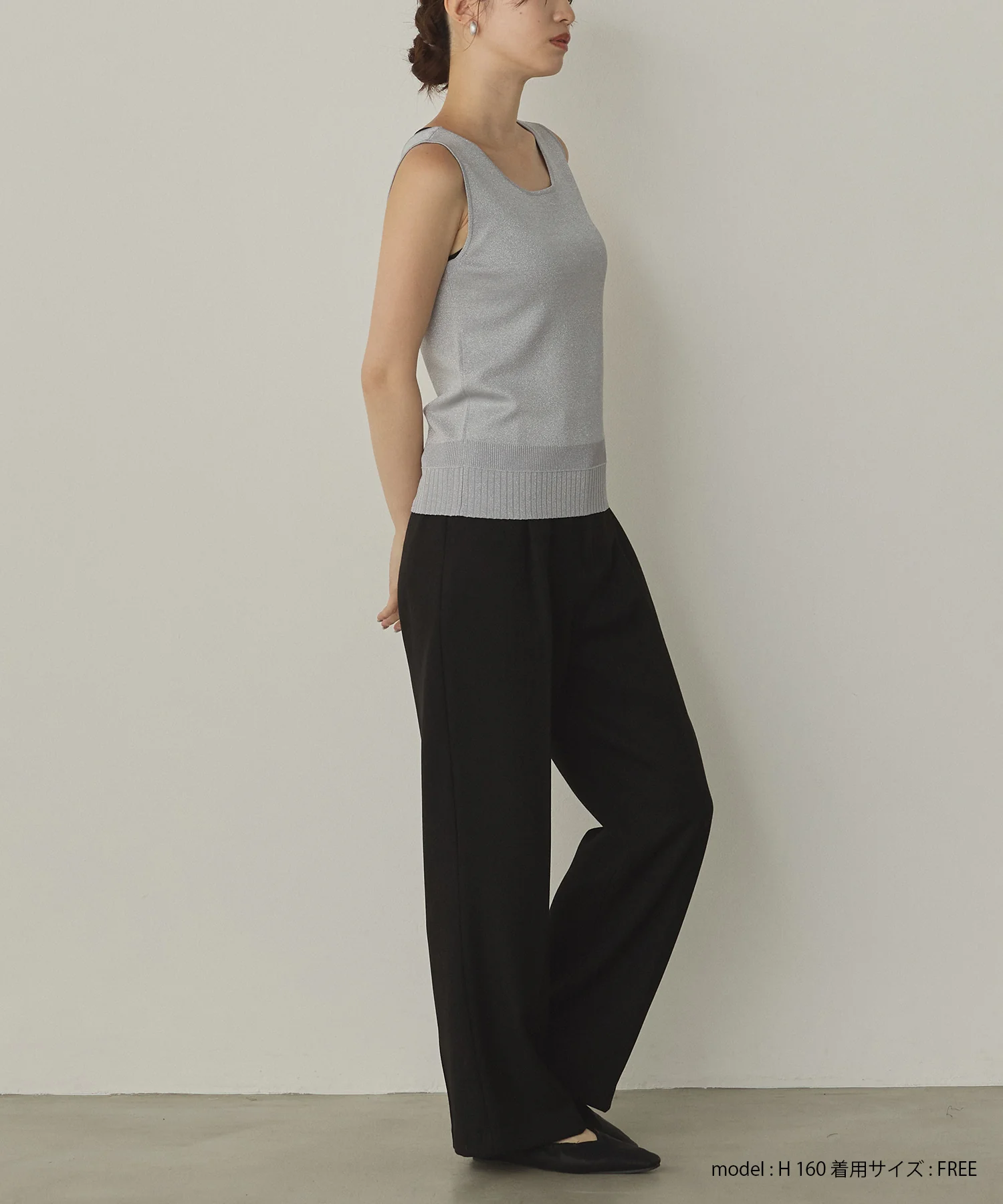 前後2WAY スクエアラメニット タンクトップ