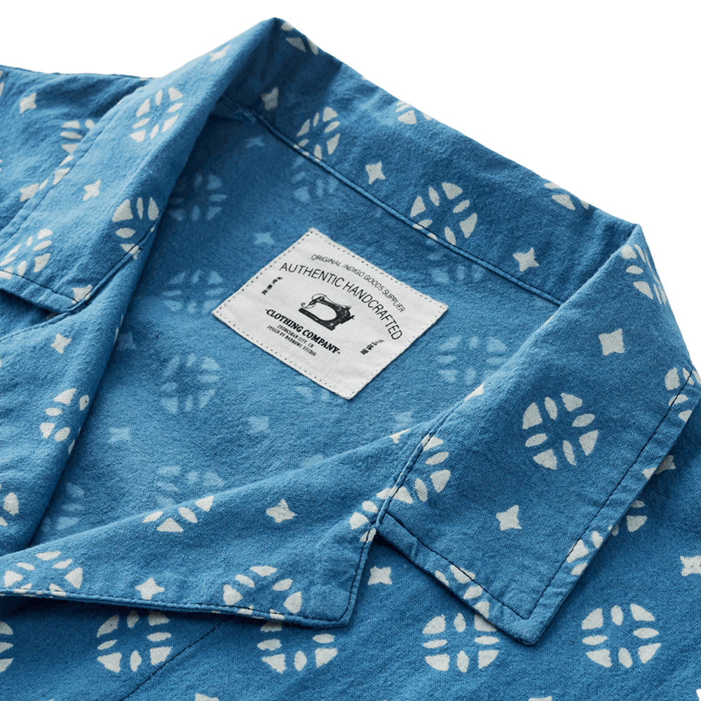 藍染めアメカジ オープンカラー半袖シャツ