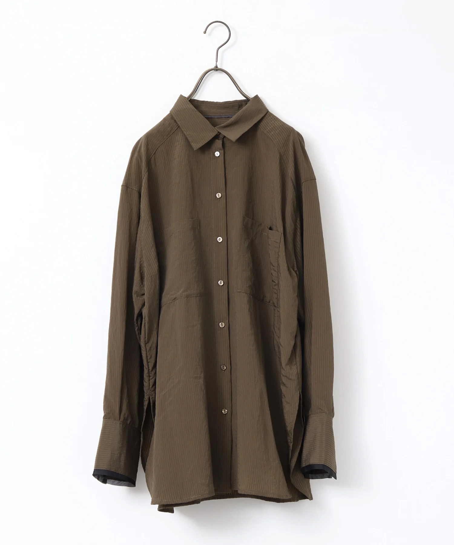 ツヤストライプ オーバーシャツ