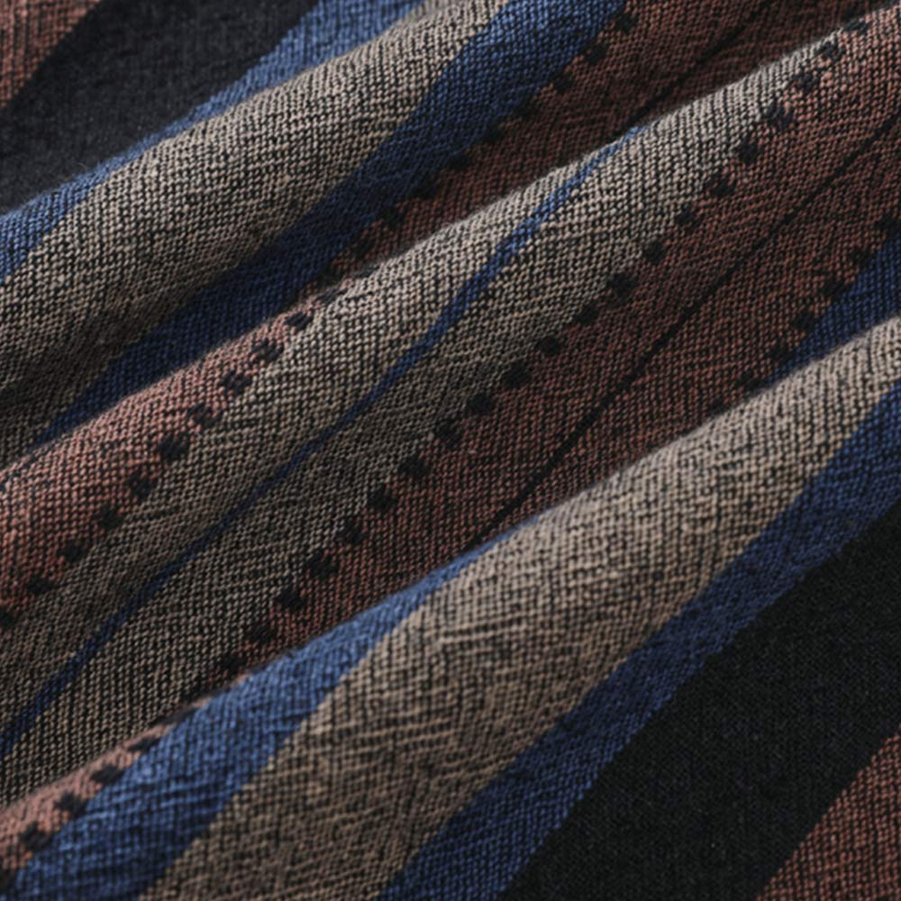 レトロ風 ストライプ開襟 シャツ 半袖