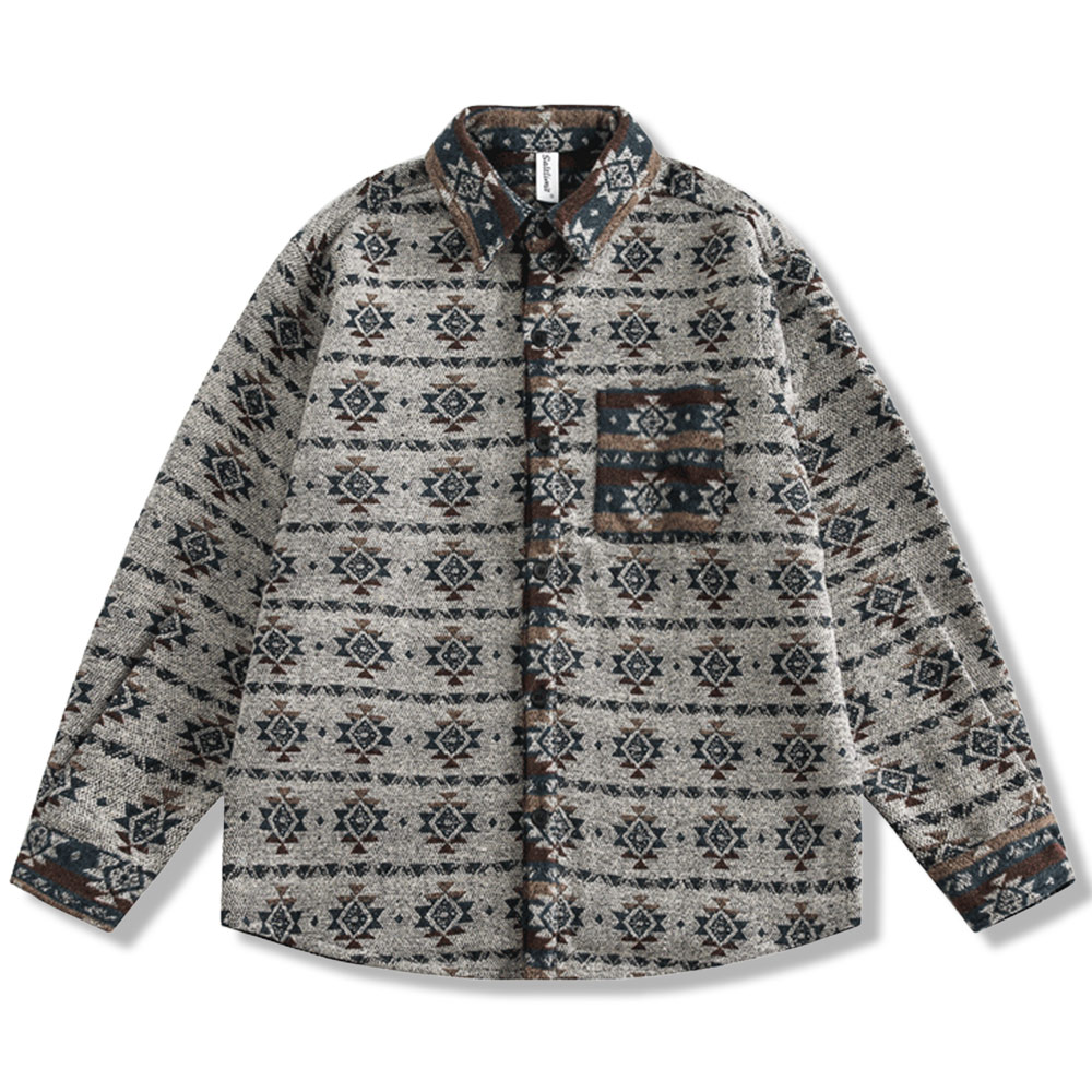 ナバホ柄ジャカード織りシャツジャケット