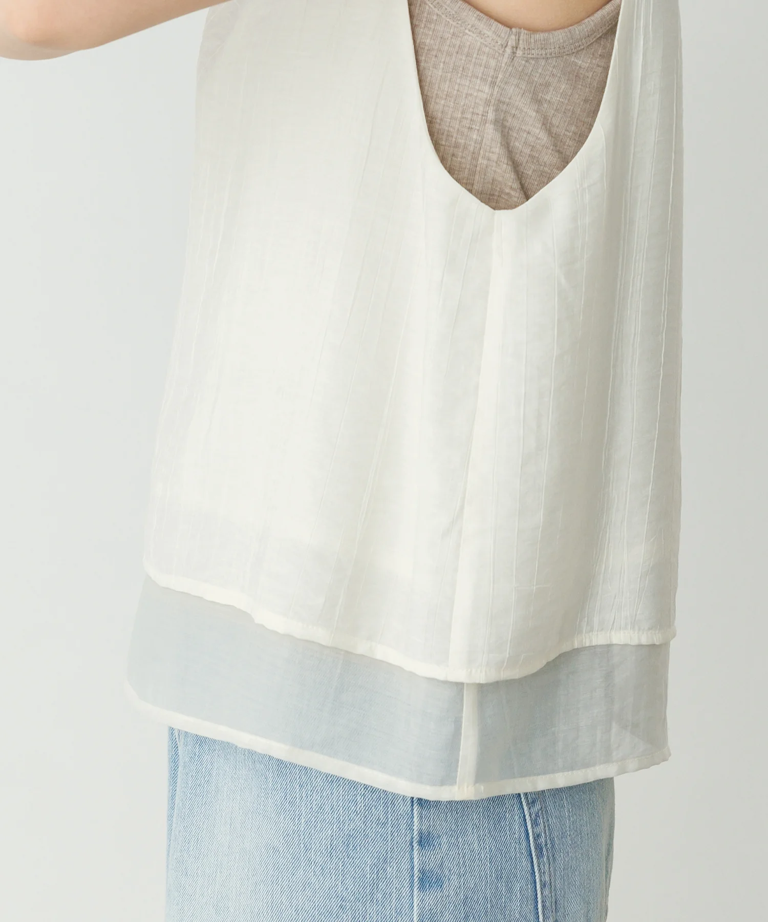 ワッシャーサテン ゆるタンクトップ