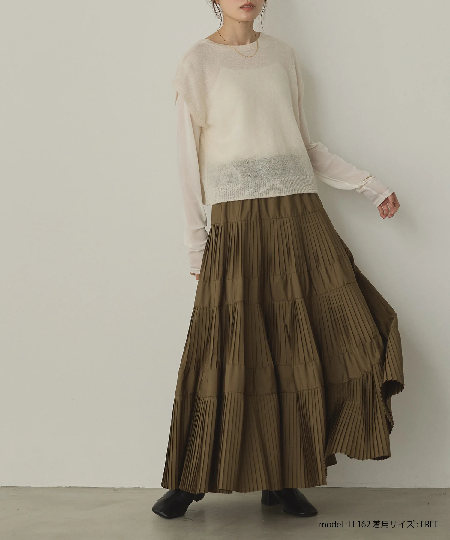 【新色追加】プリーツティアードスカート