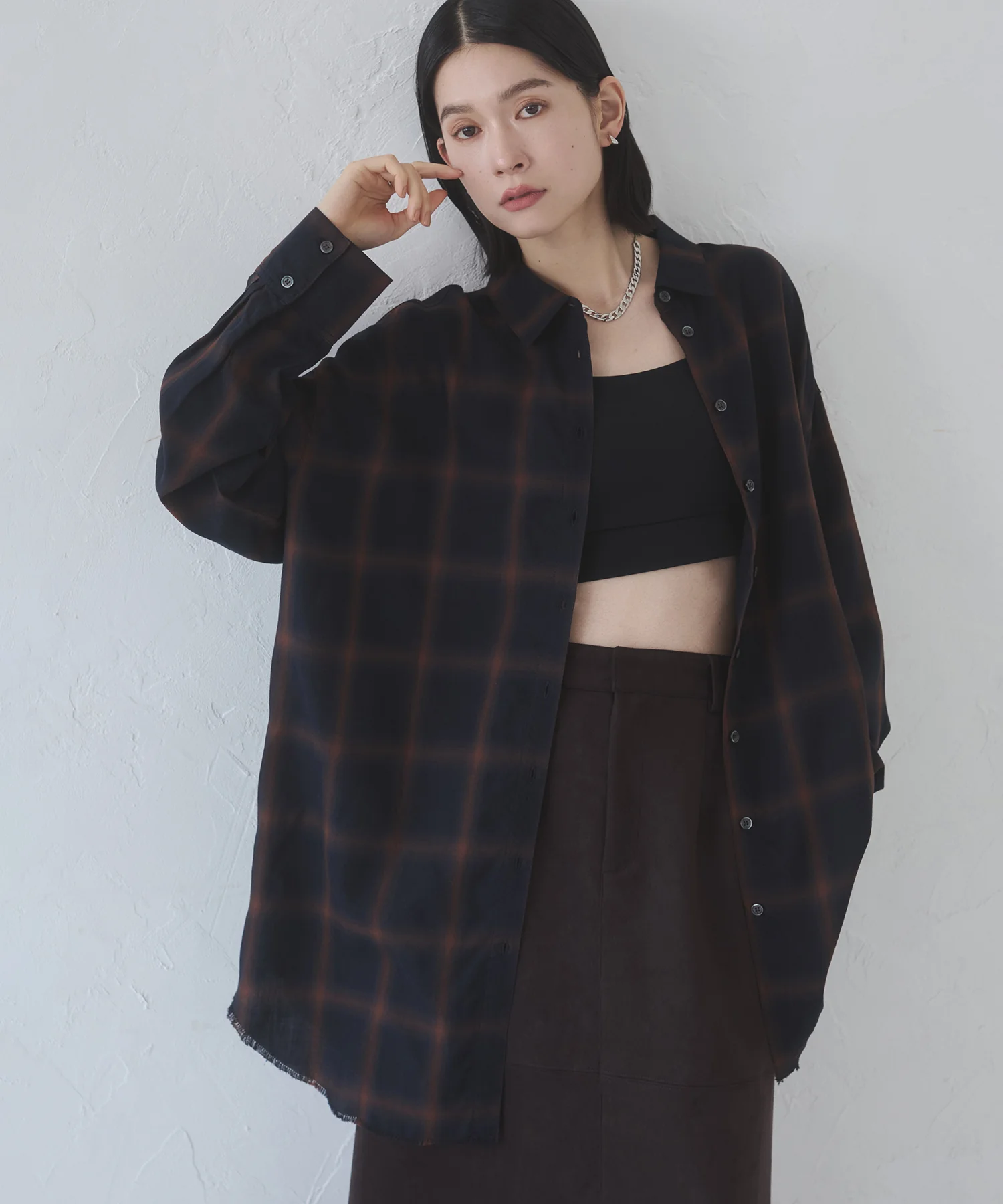 オンブレチェック オーバーシャツ