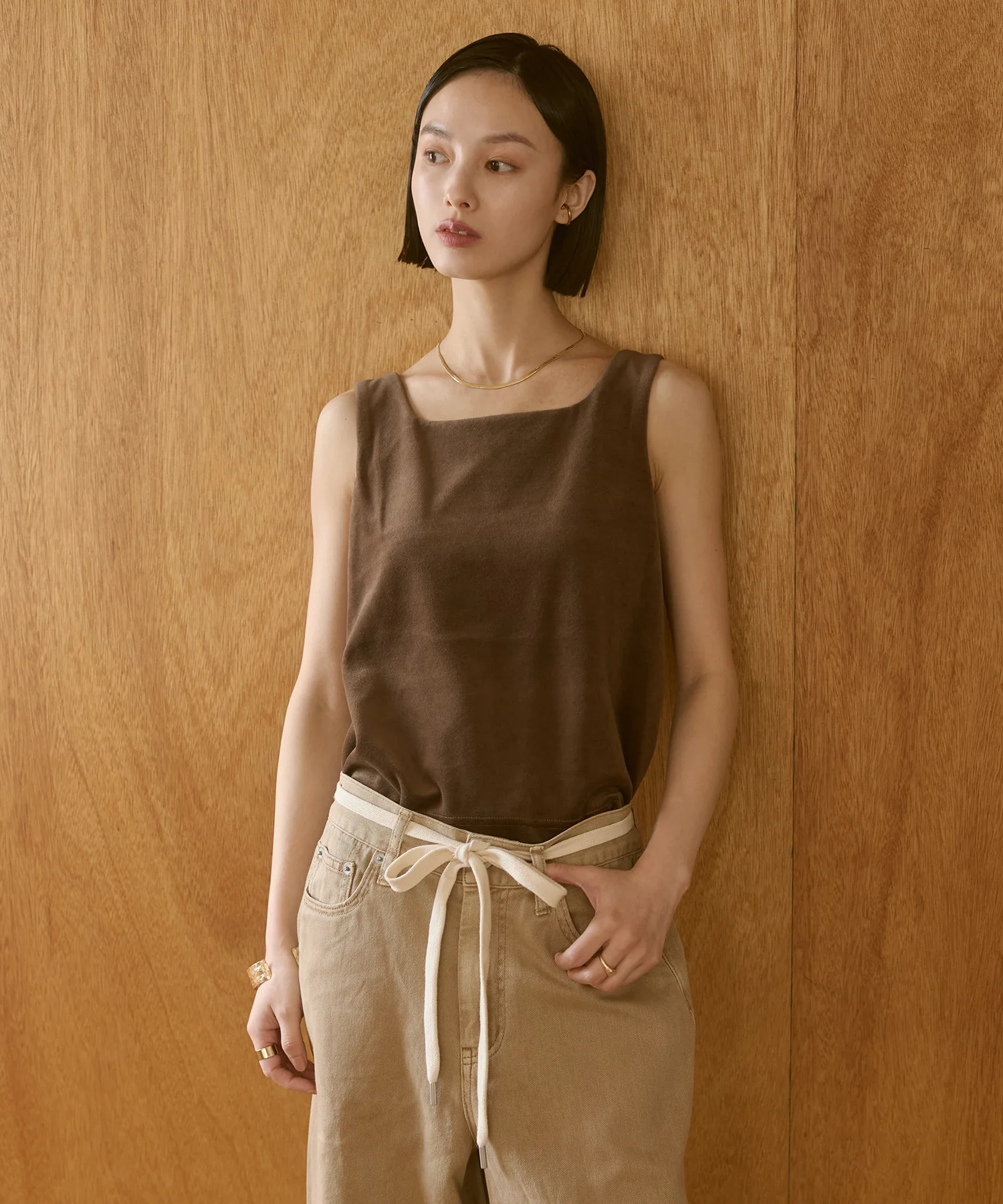 前後2WAY ベロア スクエアタンク