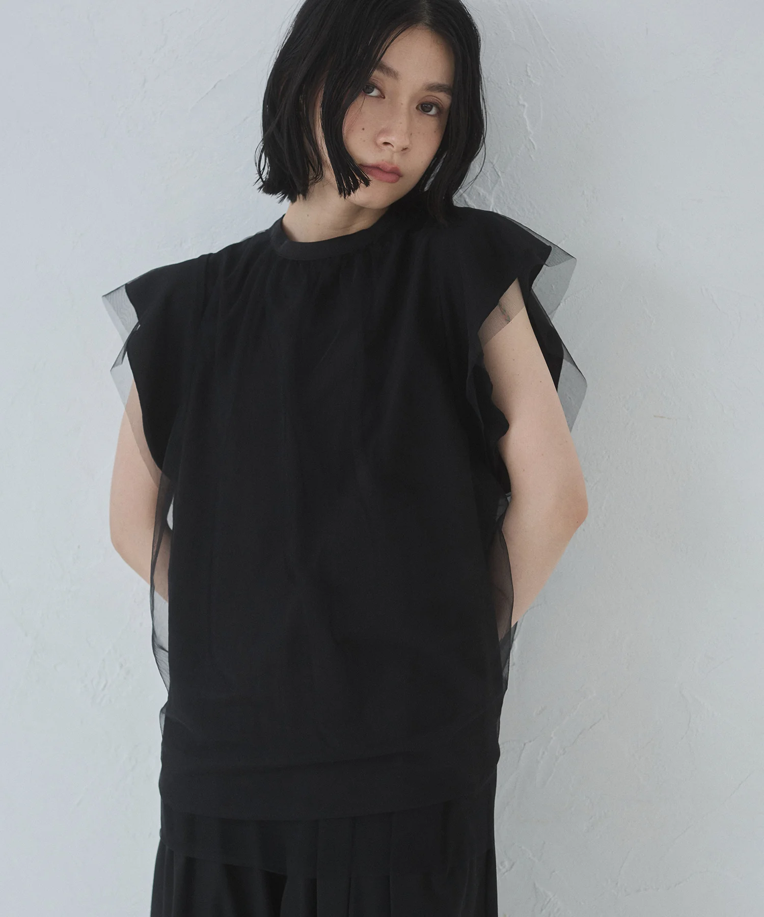 チュール レイヤードブラウス