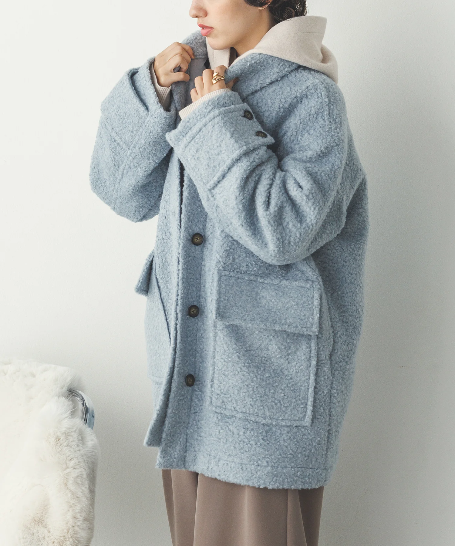 ブークレ ミドルシャツコート