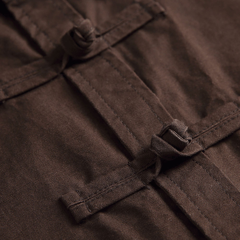 エスニック調ハンドメイドボタン　ペイズリークロスステッチ刺繍シャツ