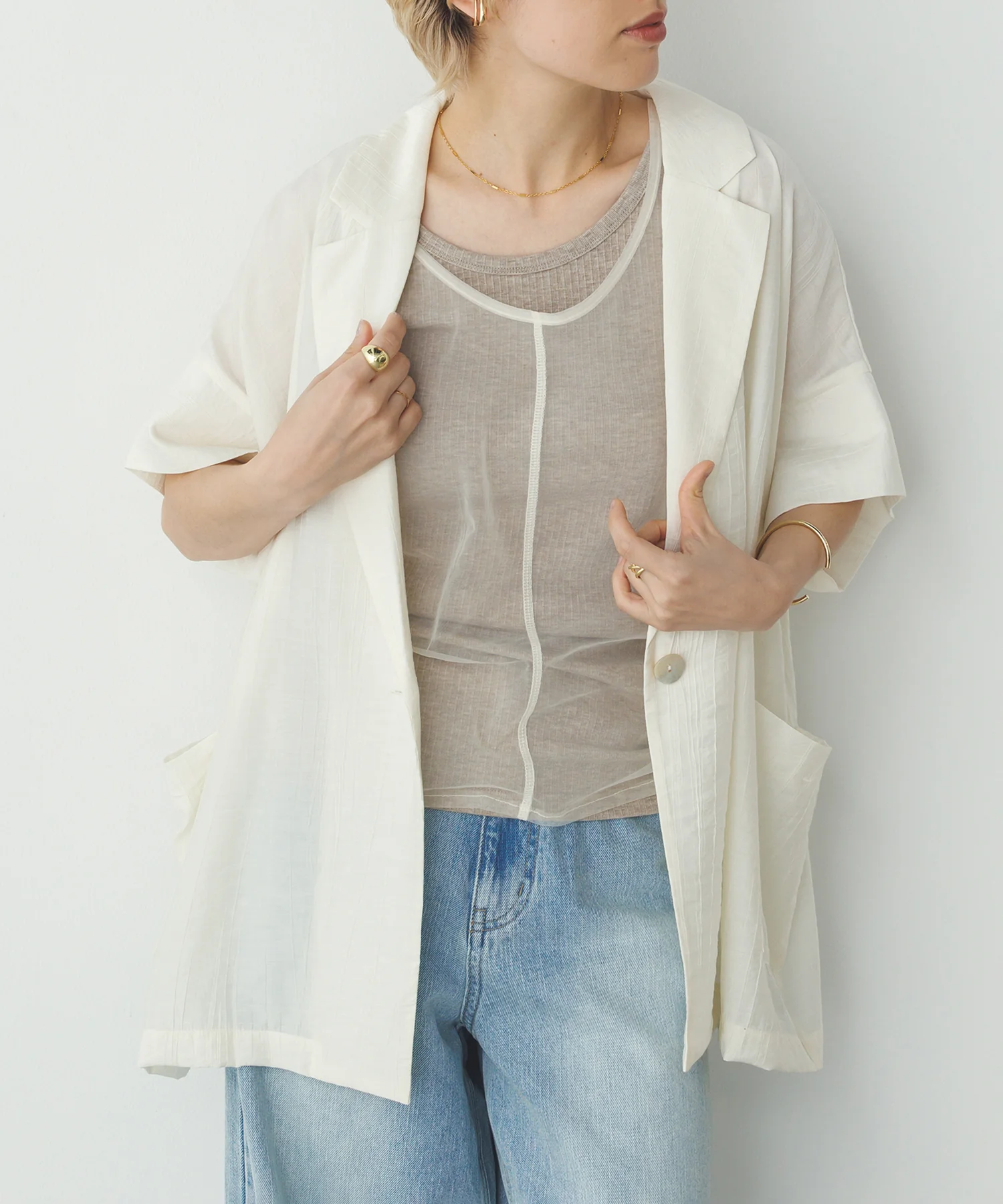 ワッシャーサテン シャツジャケット