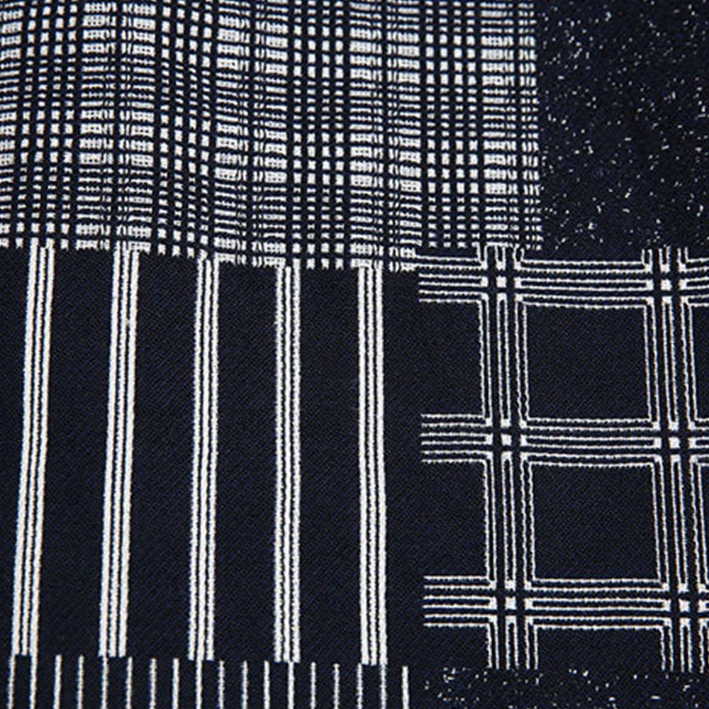 モノクロチェック切り替えプリント　 長袖シャツ