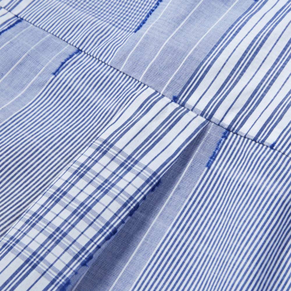 アメカジ　チェック柄パッチワークキューバシャツ 半袖 