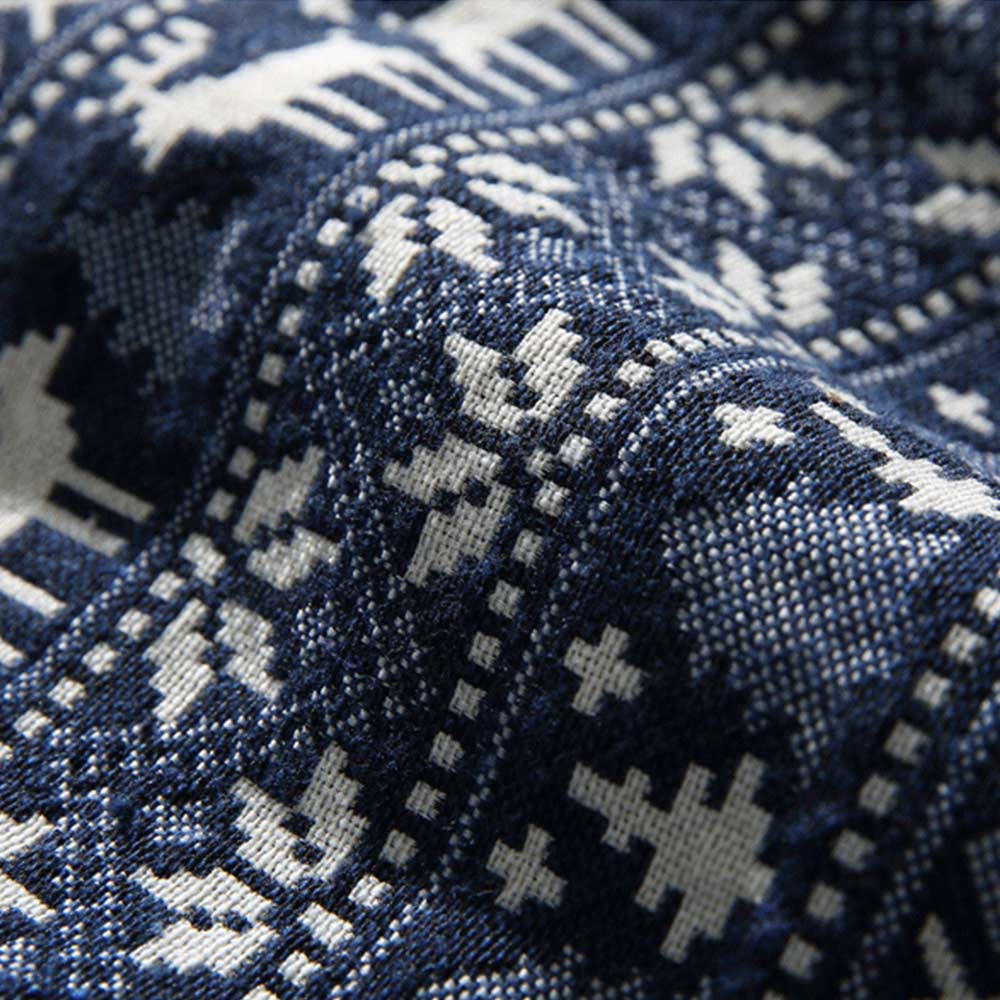 アメカジ　民族風ジャカード生地シャツ