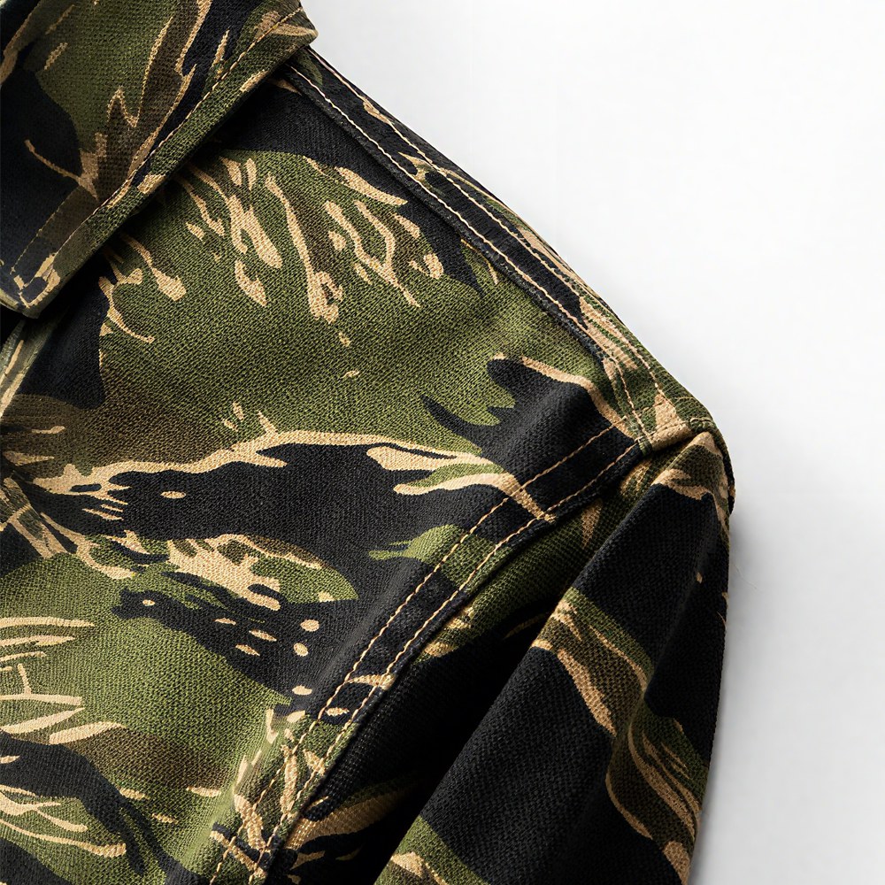 タイガーストライプカモ長袖ワークシャツ