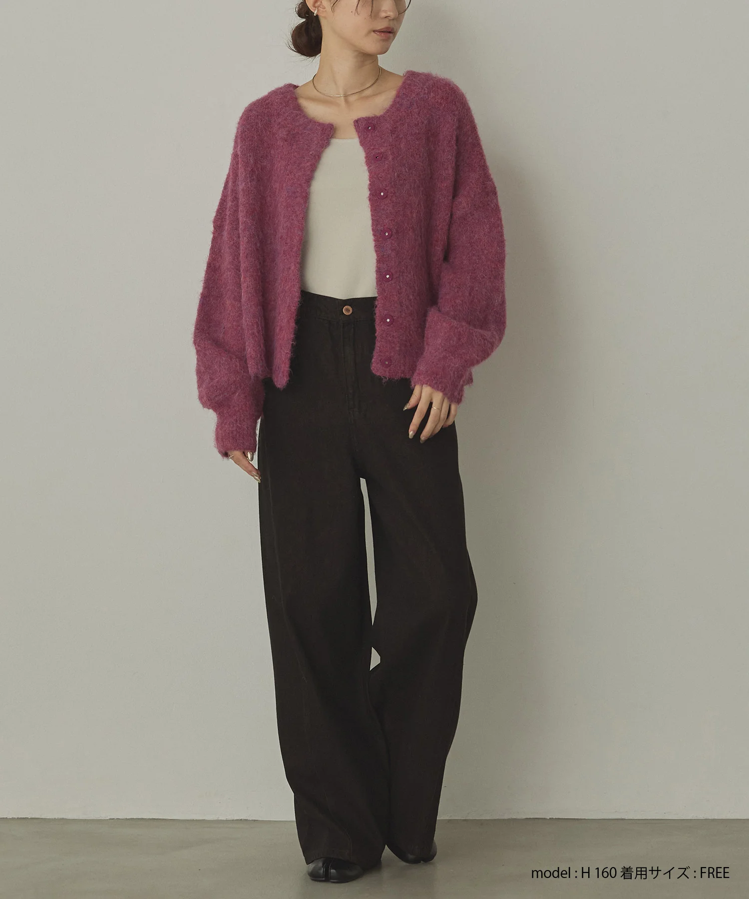 スラブデニム/ラメ ワイドパンツ　