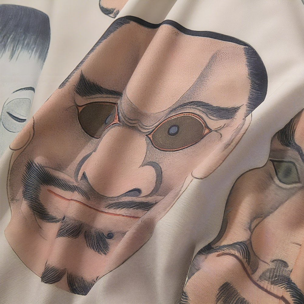 浮世絵　能面モチーフアロハシャツ