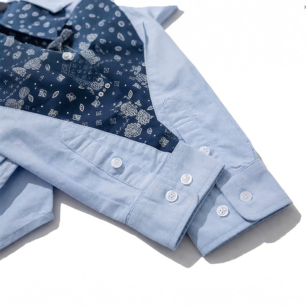 エルボーパッチペイズリー柄　オックスフォードシャツ