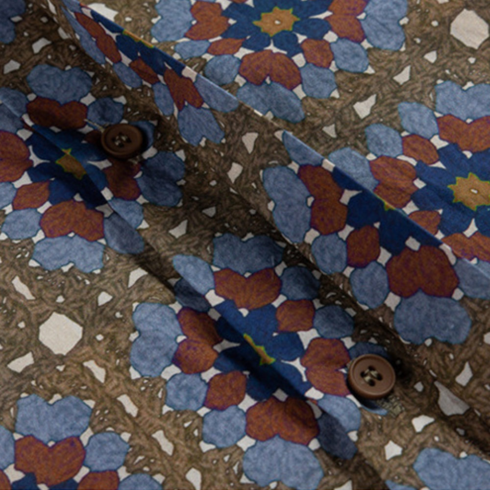 かぎ針編み風 グラニースクエア柄アロハシャツ