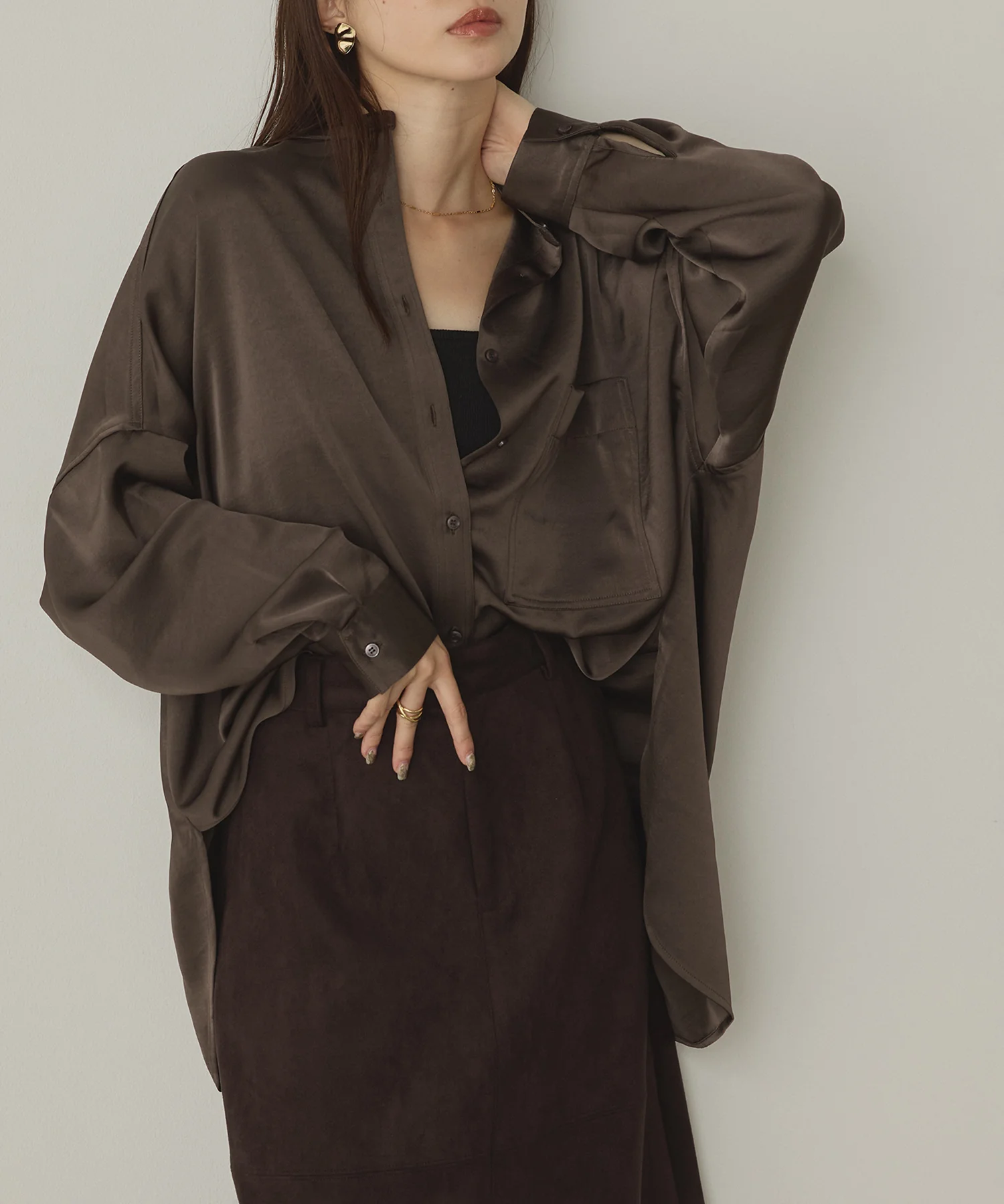 マットサテン オーバーシャツ