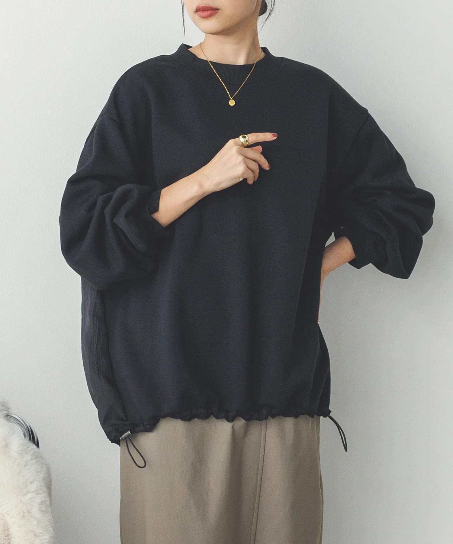 バックシアー 裏起毛バルーンスウェット